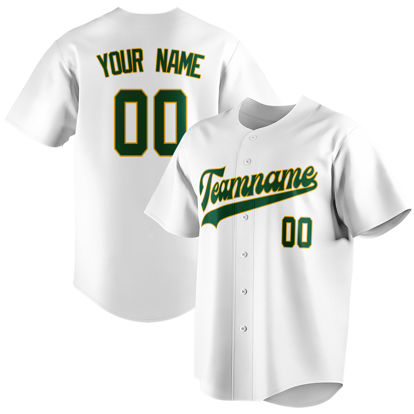 Custom White & Kelly Green Colors Design Sports Baseball Jersey