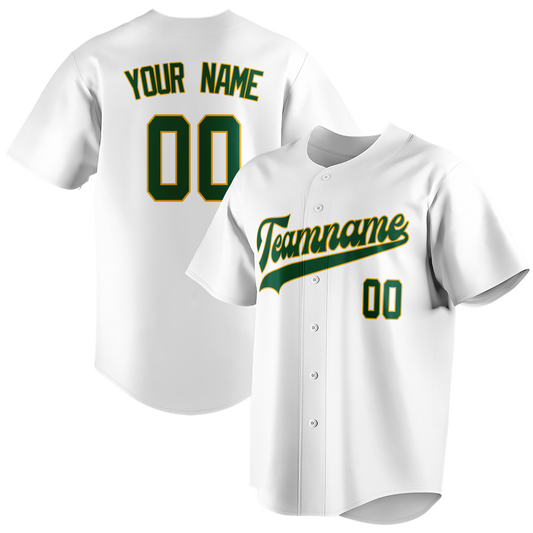 Custom White & Kelly Green Colors Design Sports Baseball Jersey