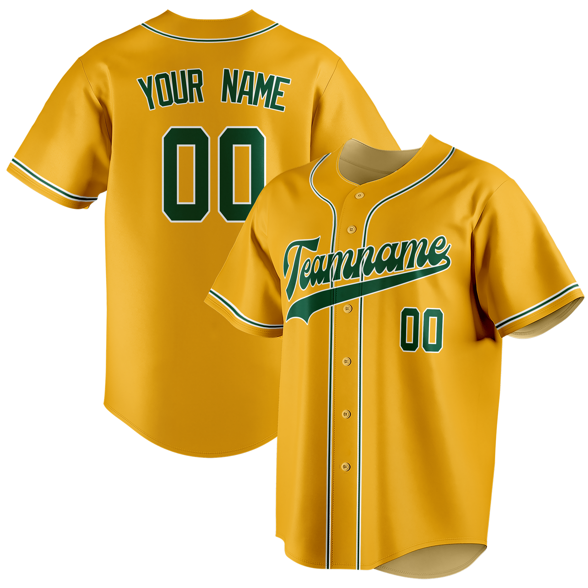 Custom Yellow & Kelly Green Colors Design Sports Baseball Jersey