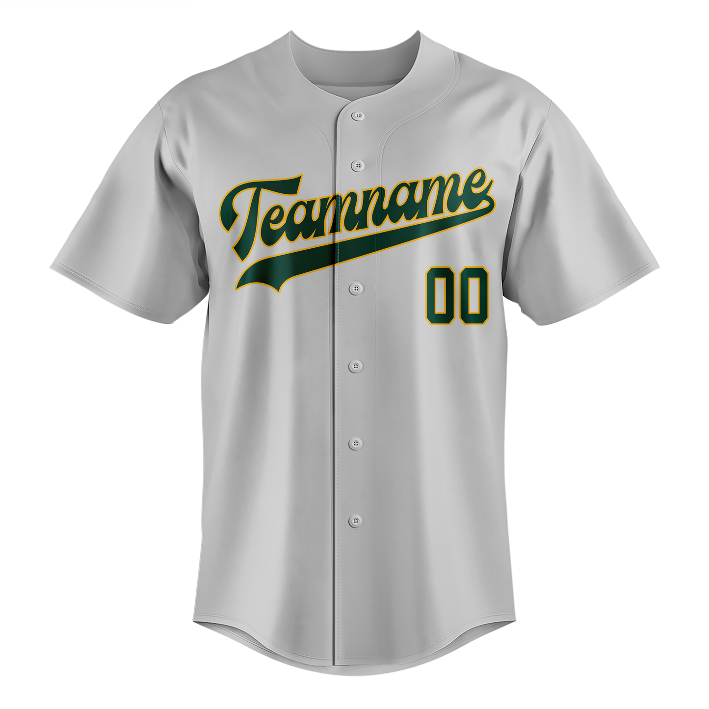 Custom Silver & Kelly Green Colors Design Sports Baseball Jersey