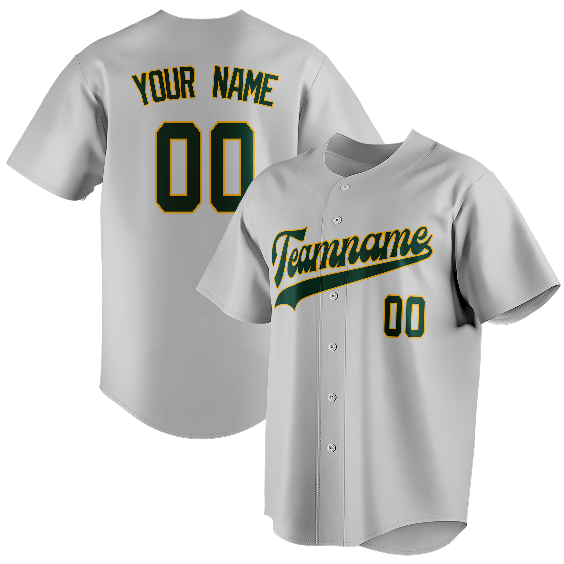 Custom Silver & Kelly Green Colors Design Sports Baseball Jersey