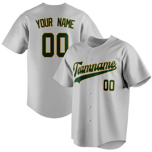 Custom Silver & Kelly Green Colors Design Sports Baseball Jersey