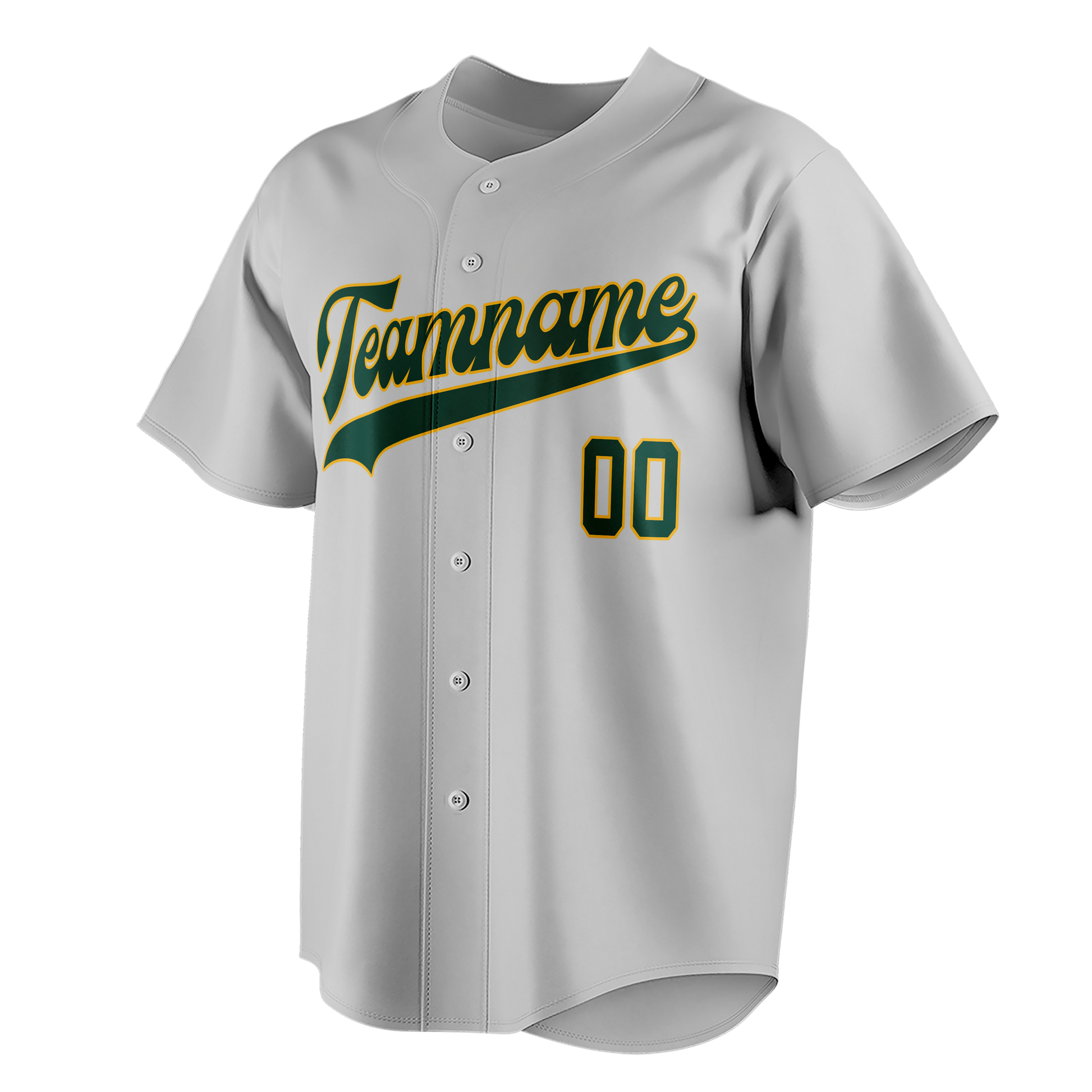 Custom Silver & Kelly Green Colors Design Sports Baseball Jersey