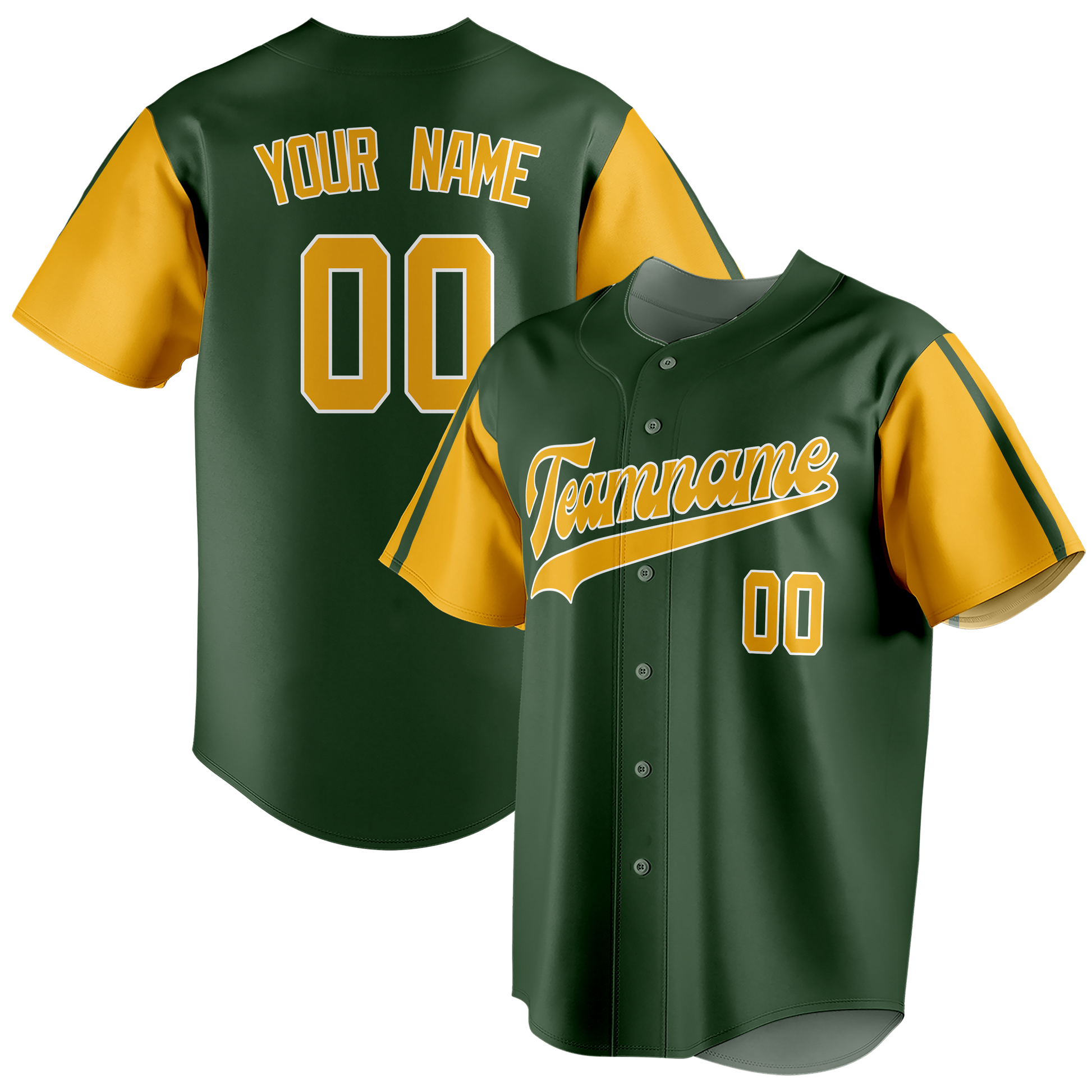 Custom Kelly Green & Yellow Colors Design Sports Baseball Jersey