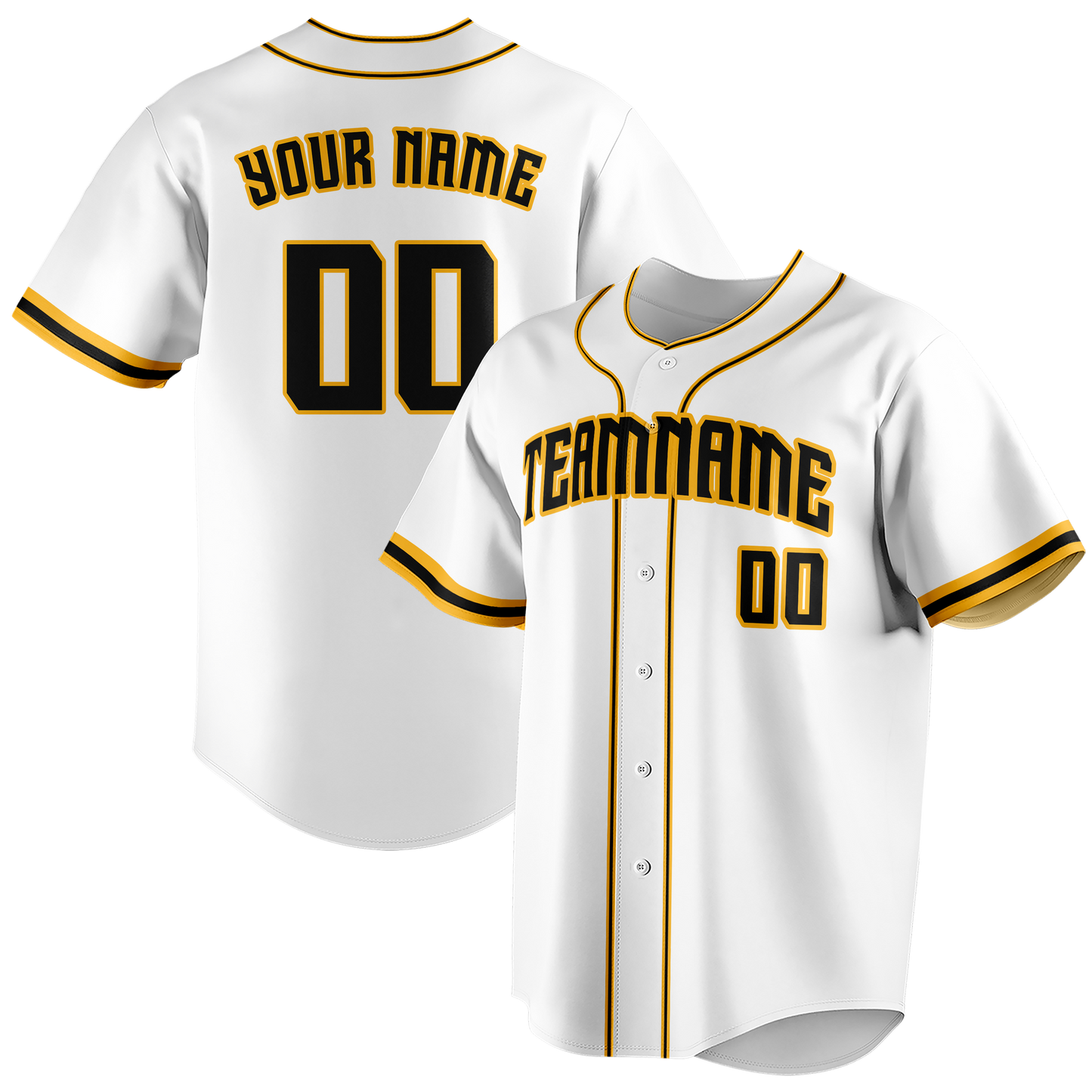 Custom White & Gold Colors Design Sports Baseball Jersey