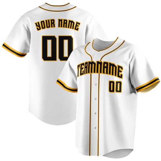 Custom White & Gold Colors Design Sports Baseball Jersey