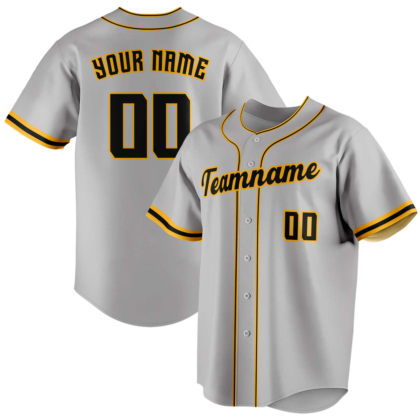 Custom Gray & Gold Colors Design Sports Baseball Jersey