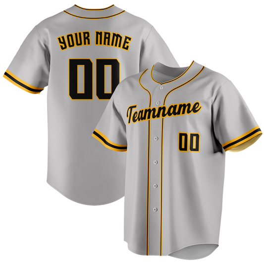 Custom Gray & Gold Colors Design Sports Baseball Jersey