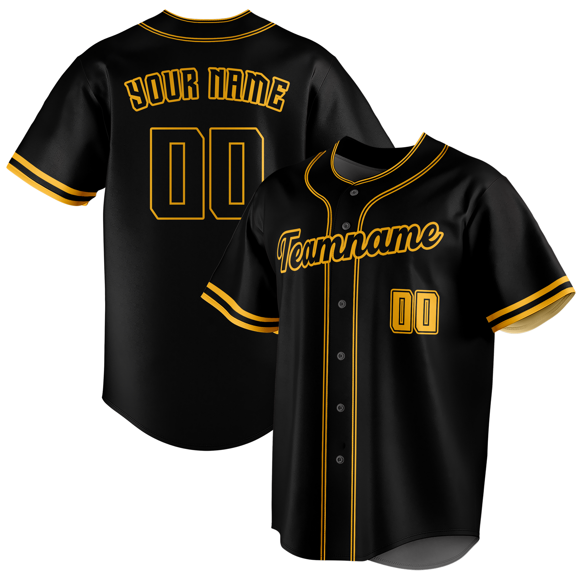 Custom Black & Gold Colors Design Sports Baseball Jersey