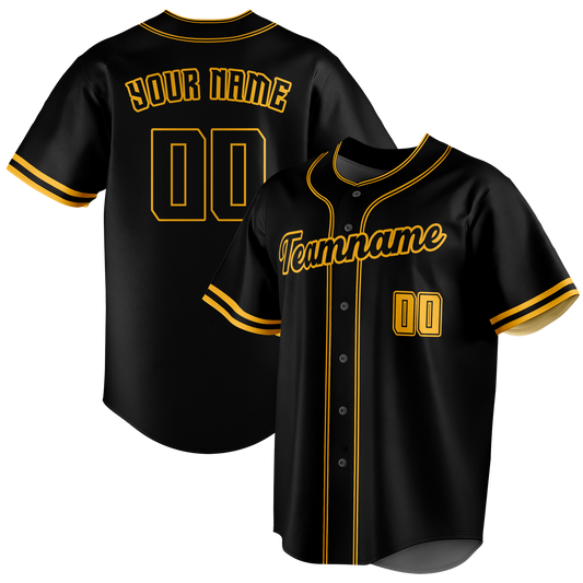 Custom Black & Gold Colors Design Sports Baseball Jersey