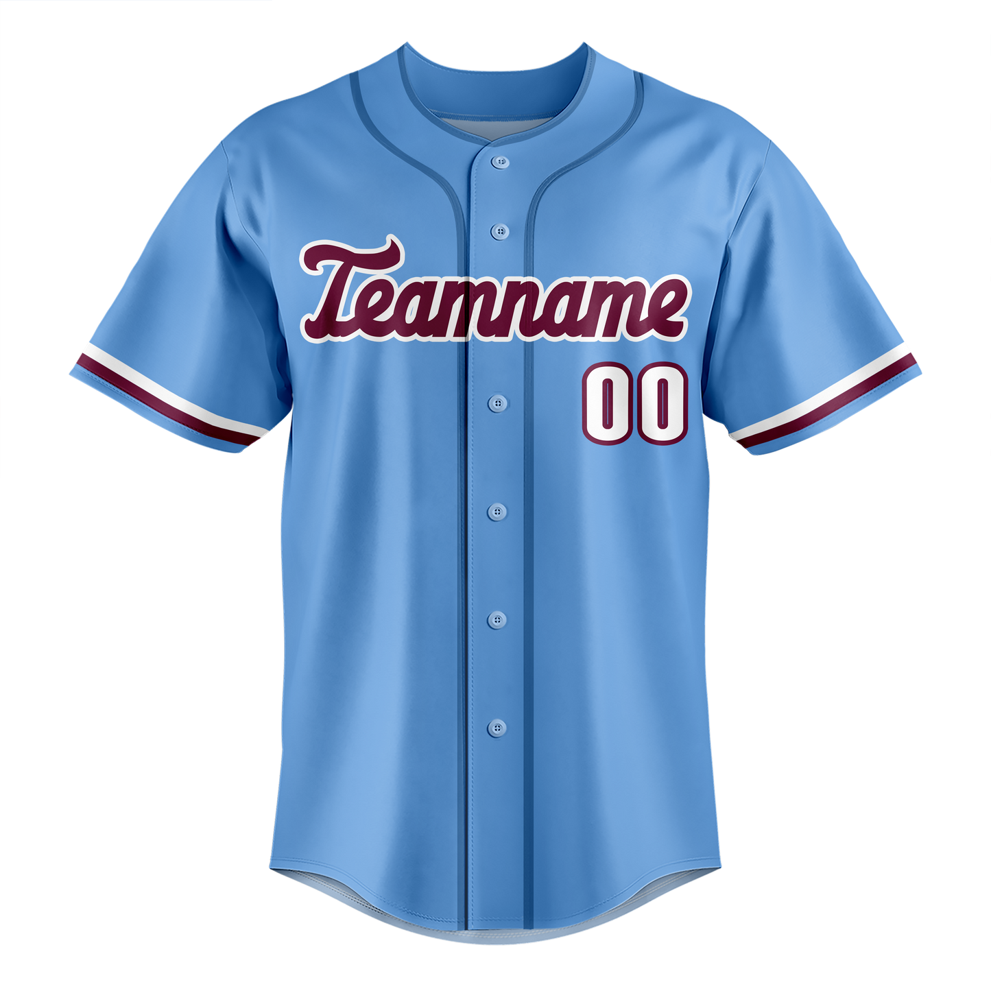 Custom Light Blue & Maroon Colors Design Sports Baseball Jersey