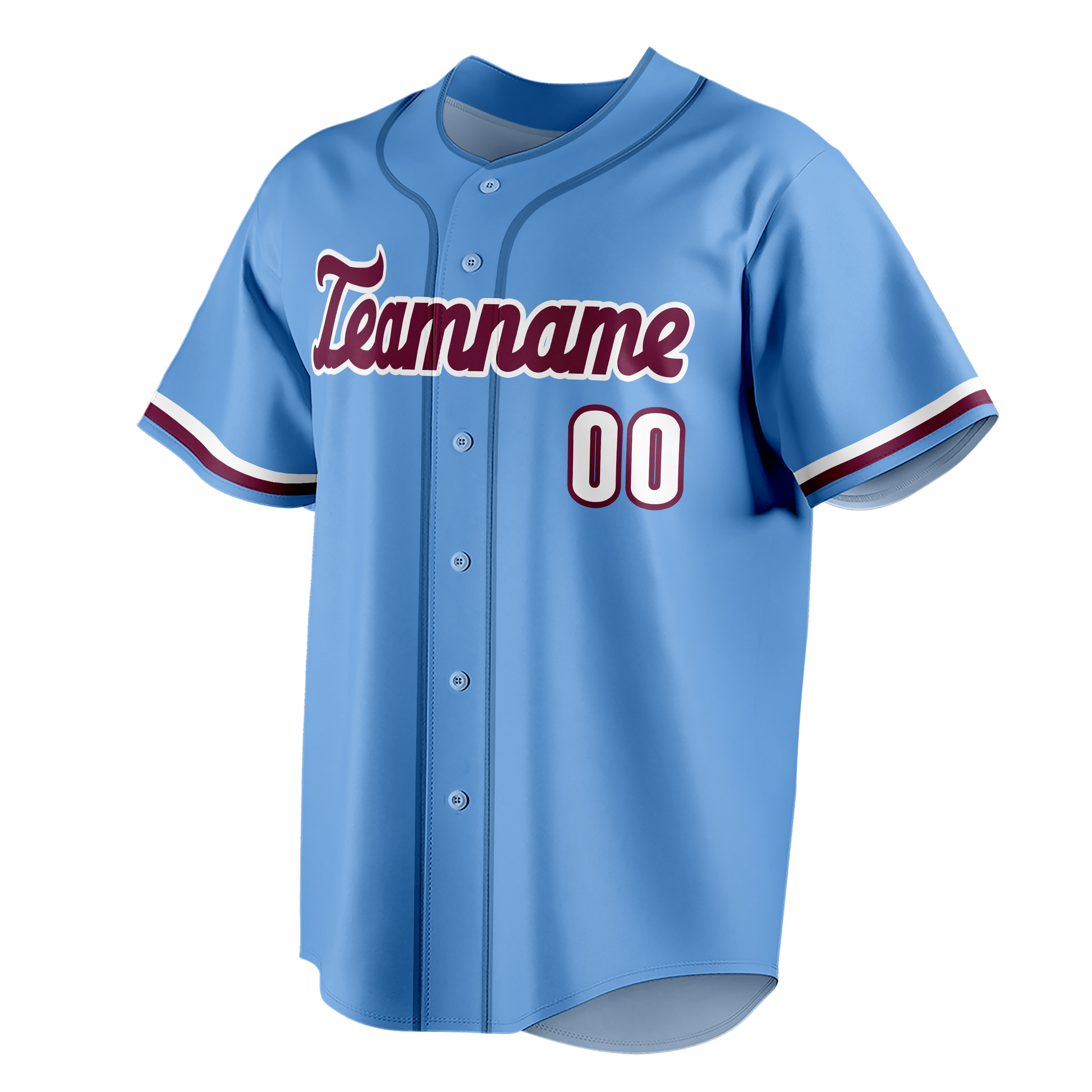 Custom Light Blue & Maroon Colors Design Sports Baseball Jersey