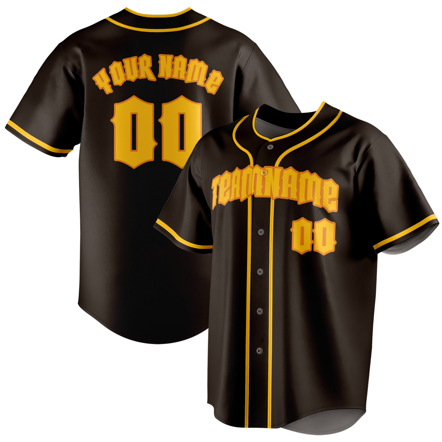 Custom Brown & Gold Colors Design Sports Baseball Jersey