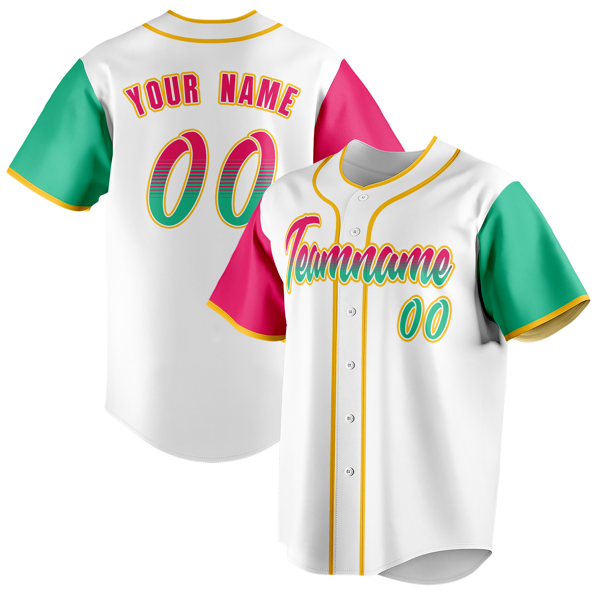 Custom White & Pink Colors Design Sports Baseball Jersey