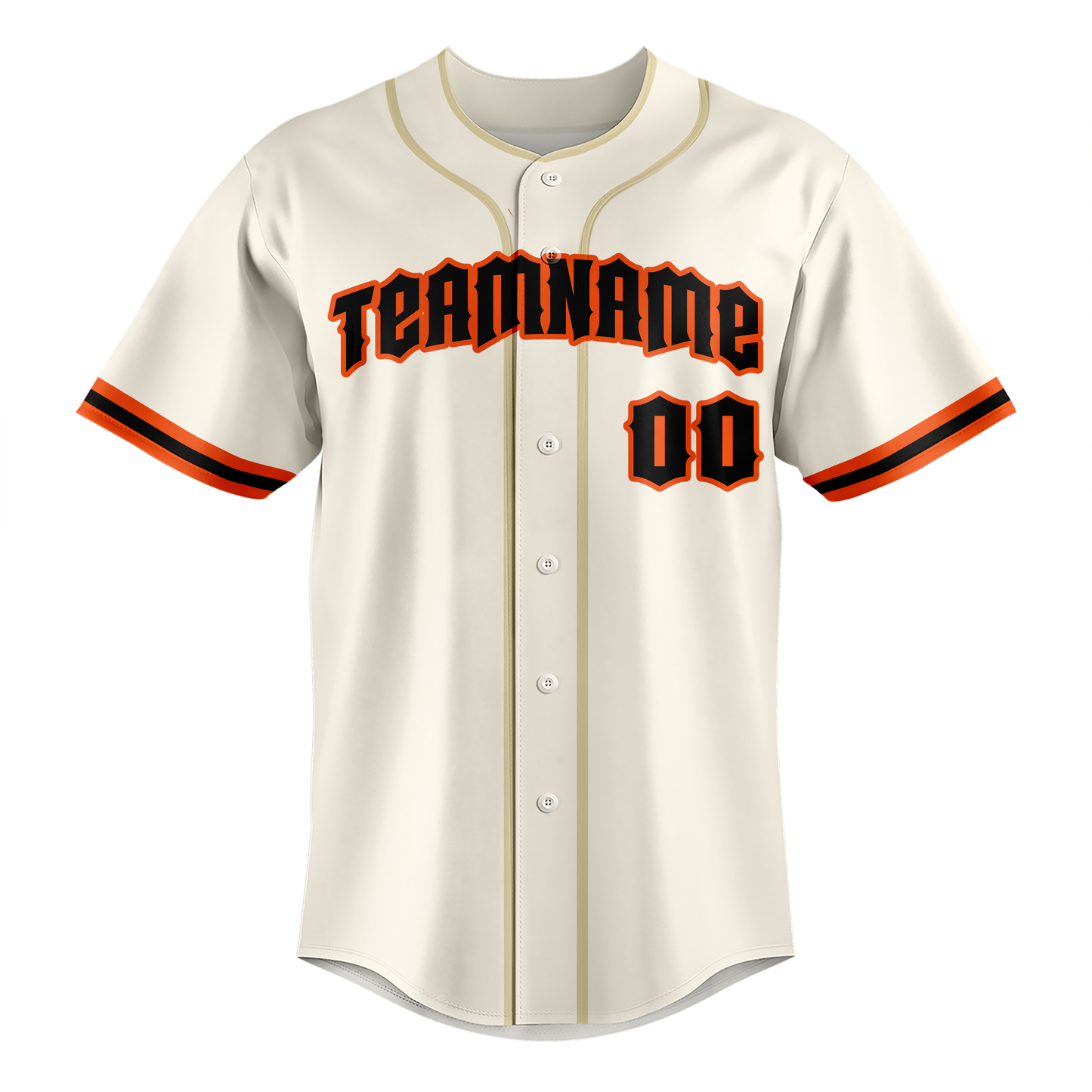 Custom Cream & Orange Colors Design Sports Baseball Jersey