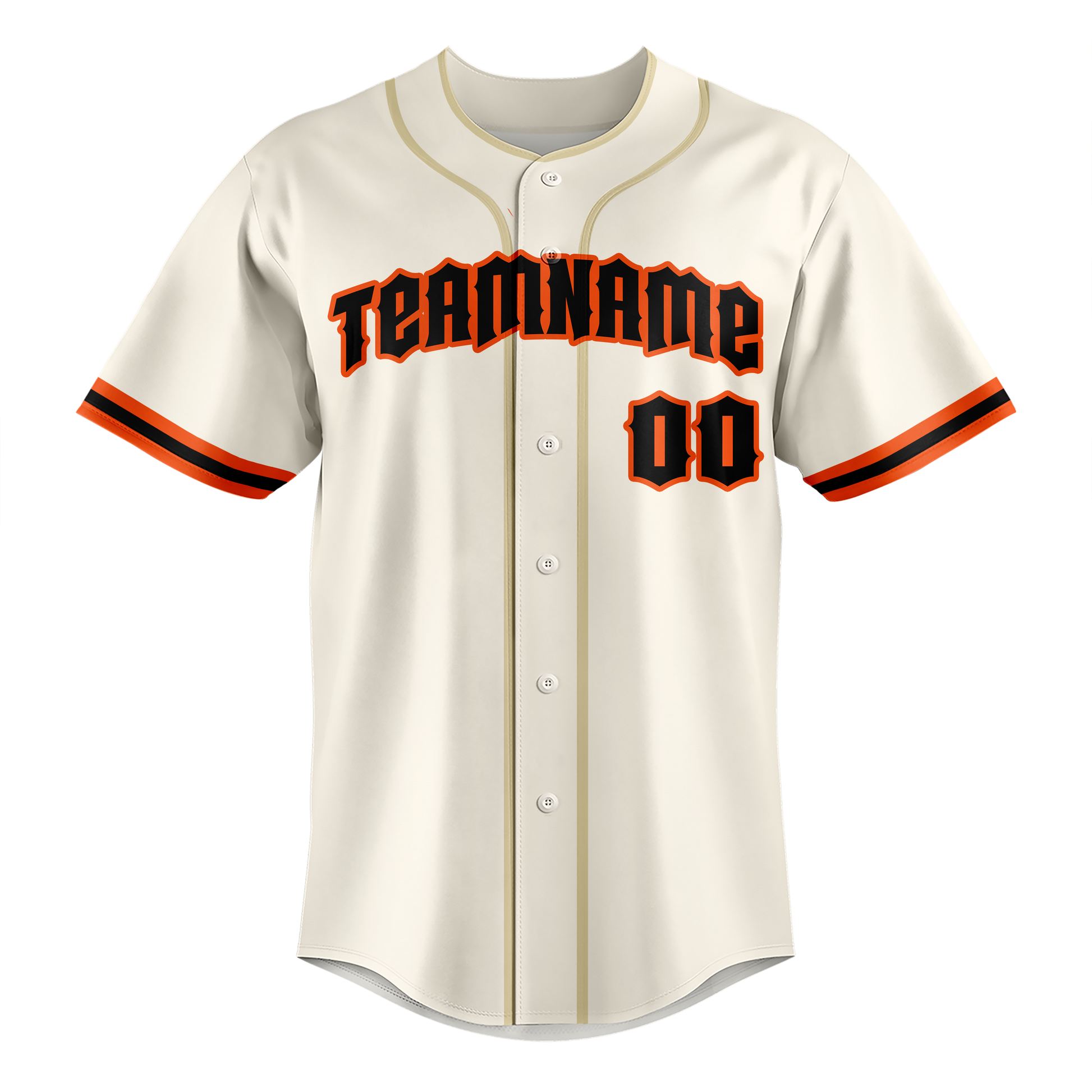 Custom Cream & Orange Colors Design Sports Baseball Jersey