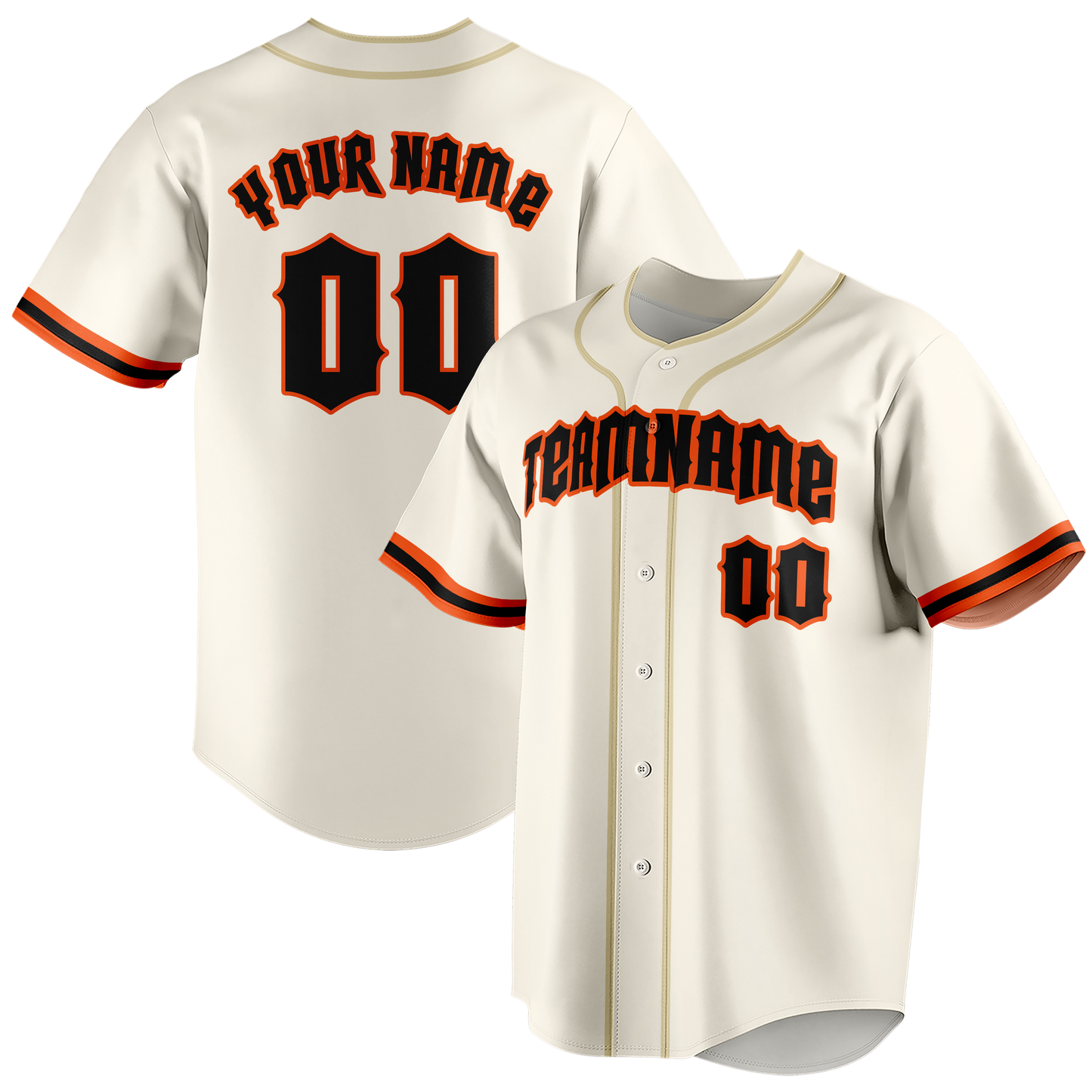 Custom Cream & Orange Colors Design Sports Baseball Jersey