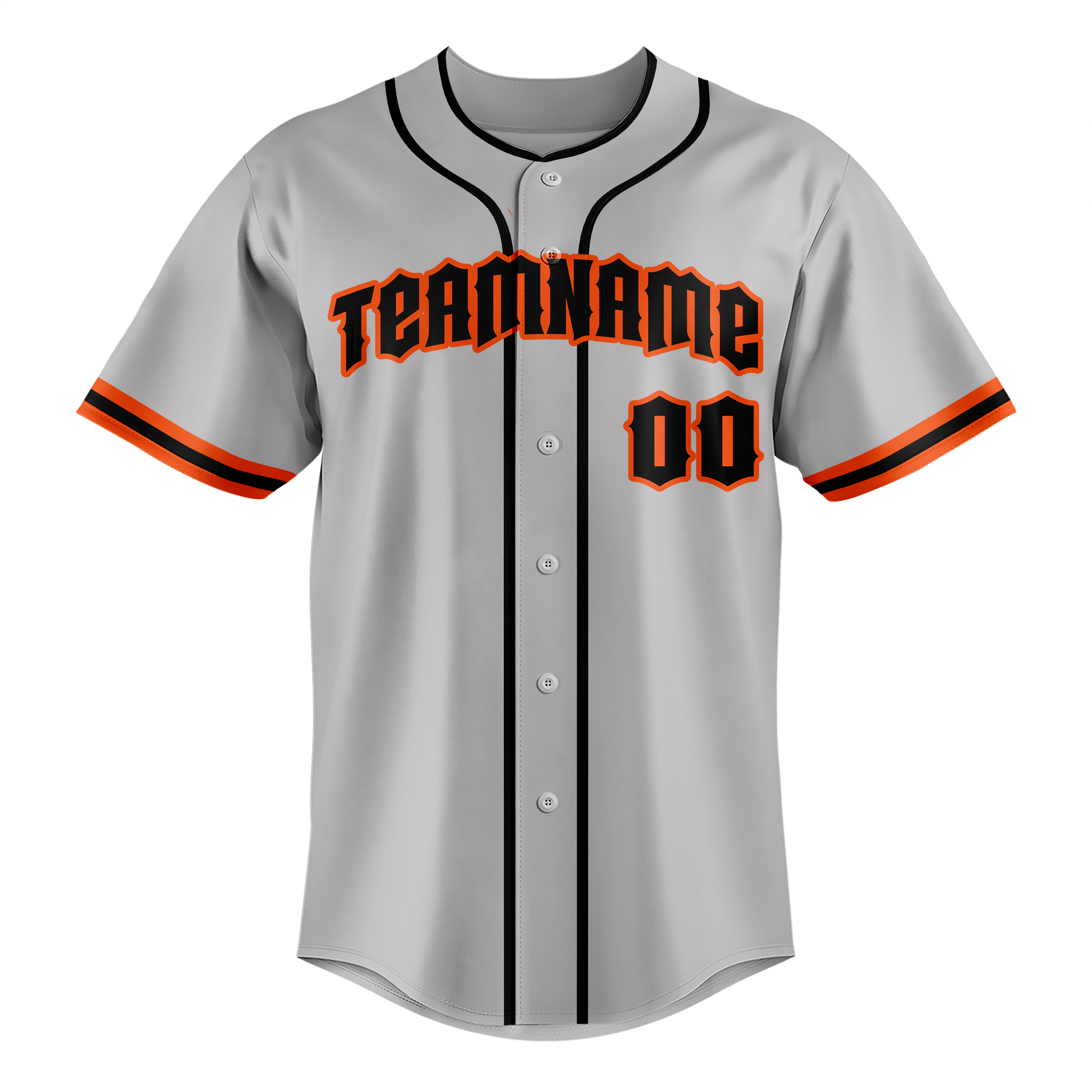 Custom Gray & Orange Colors Design Sports Baseball Jersey