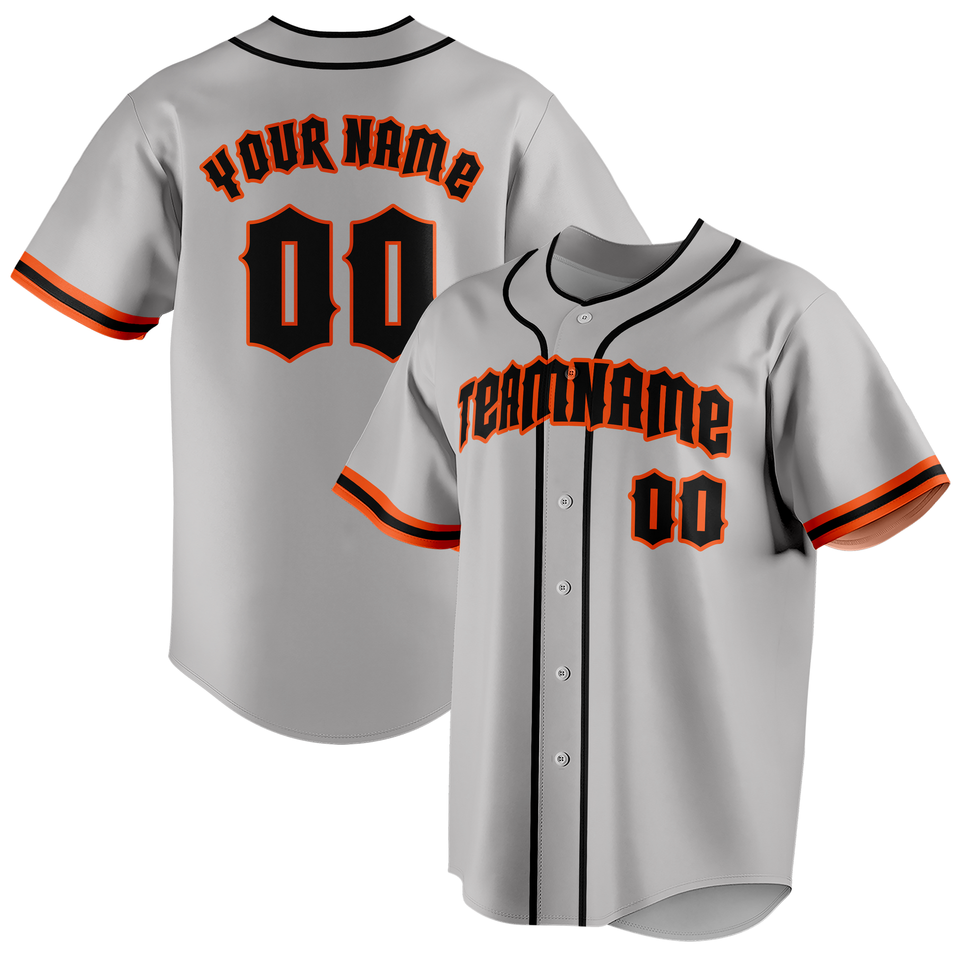 Custom Gray & Orange Colors Design Sports Baseball Jersey