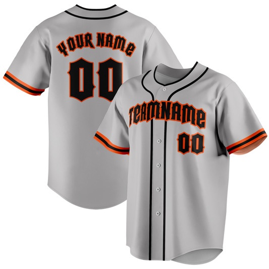 Custom Gray & Orange Colors Design Sports Baseball Jersey