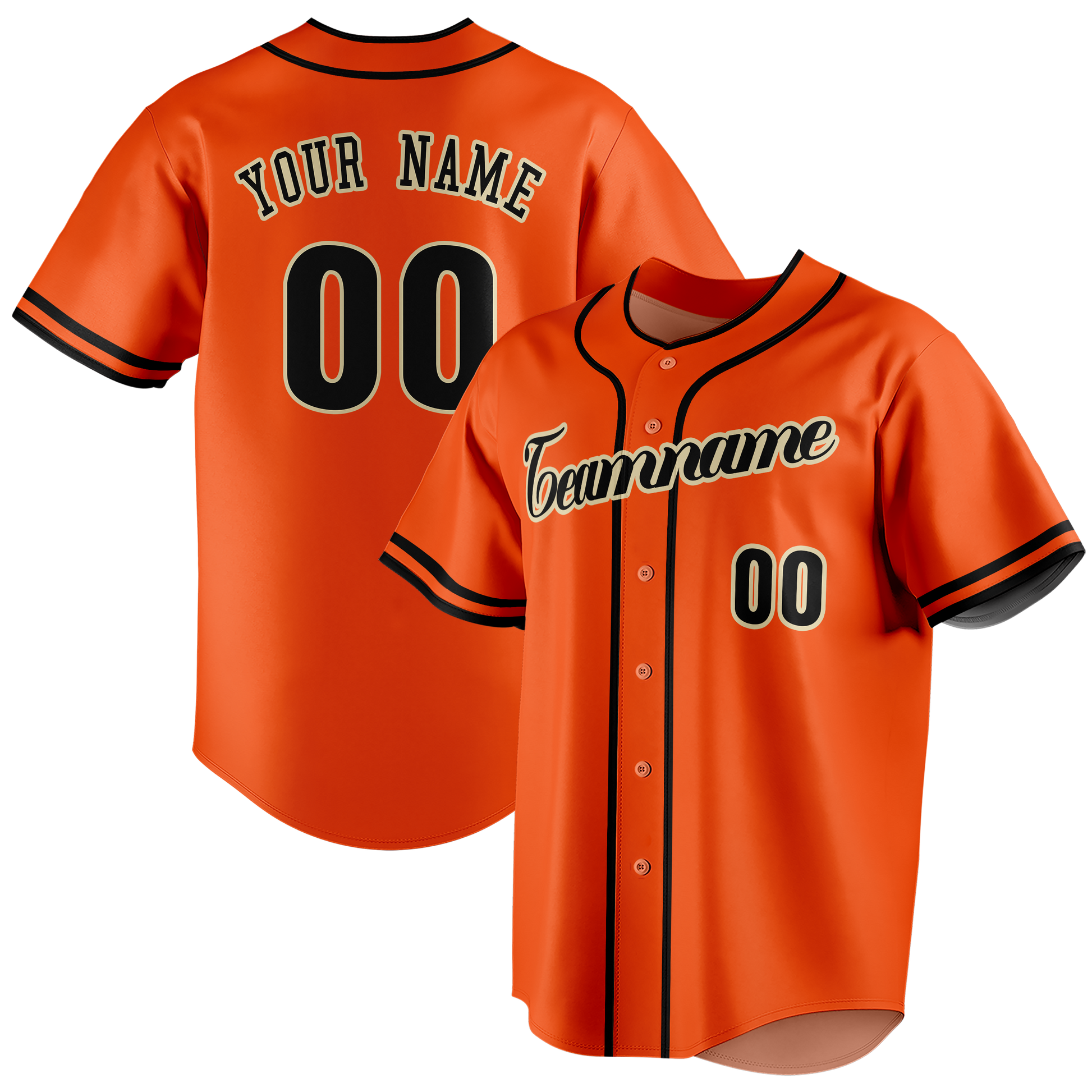 Custom Orange & Black Colors Design Sports Baseball Jersey