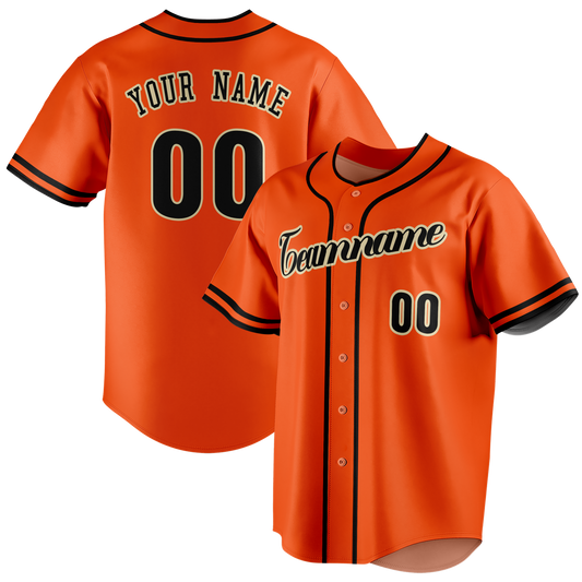 Custom Orange & Black Colors Design Sports Baseball Jersey