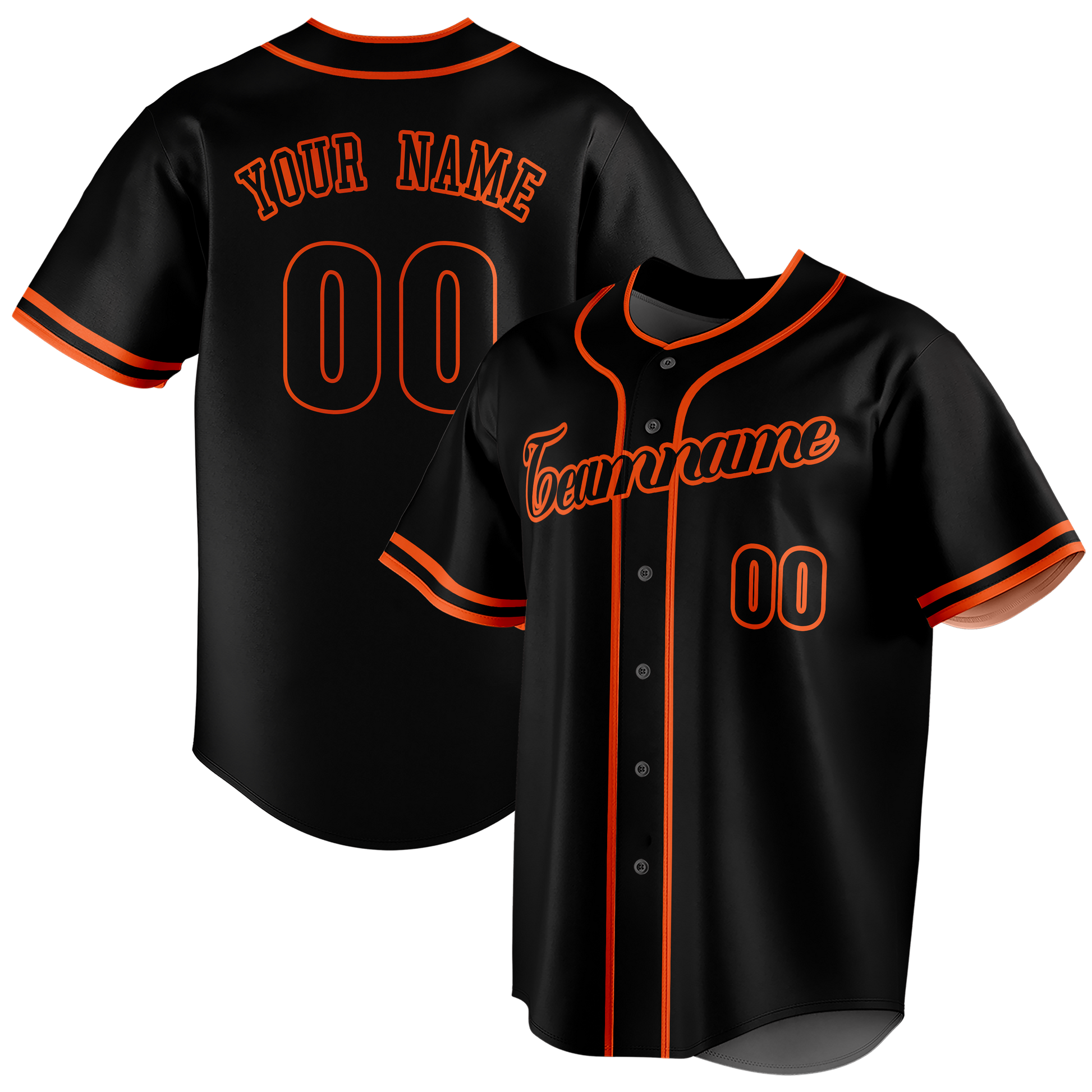 Custom Black & Orange Colors Design Sports Baseball Jersey