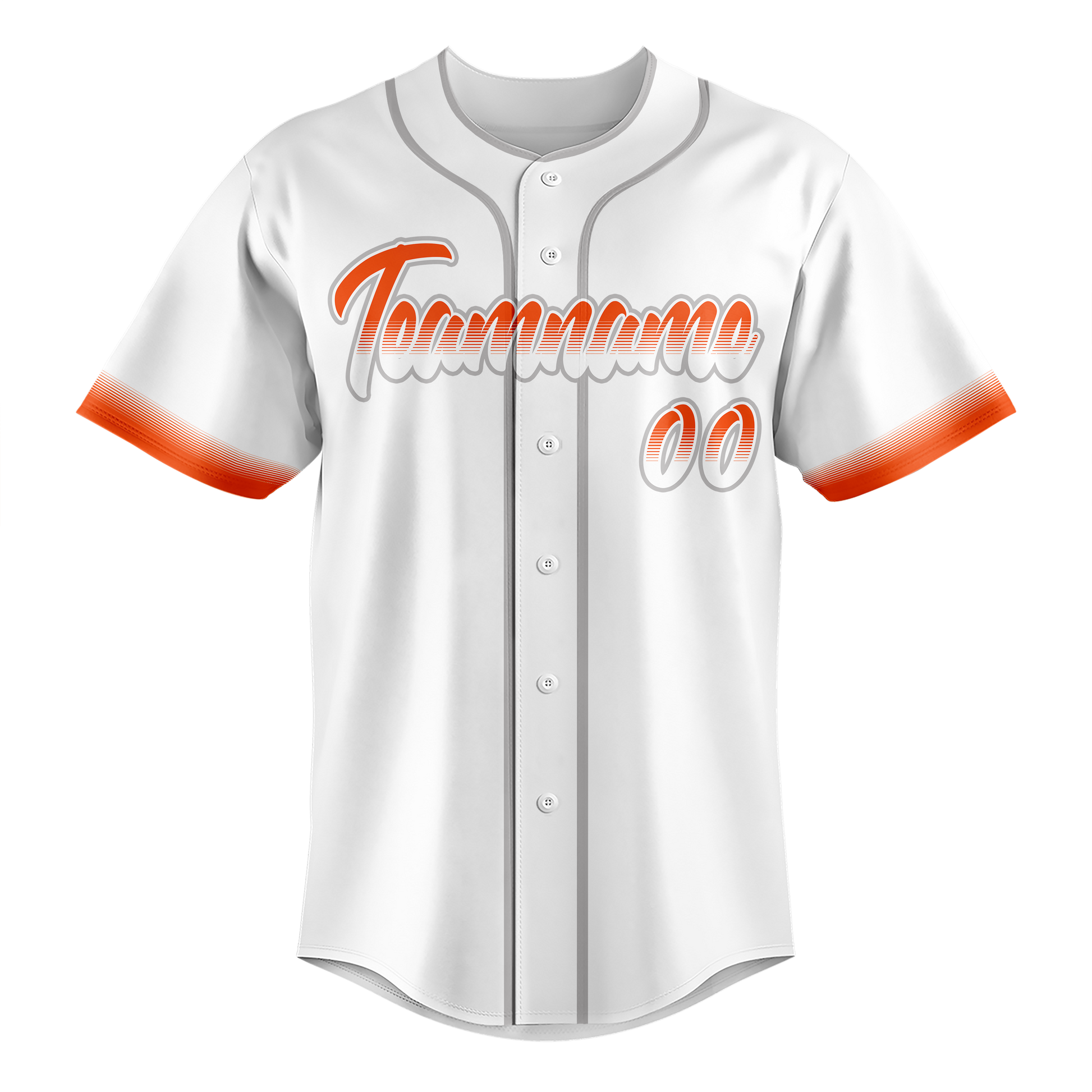 Custom White & Orange Colors Design Sports Baseball Jersey