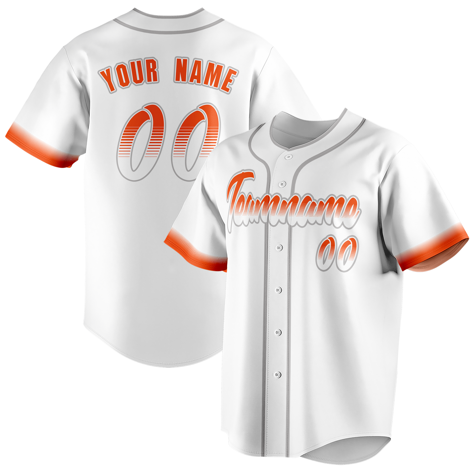 Custom White & Orange Colors Design Sports Baseball Jersey