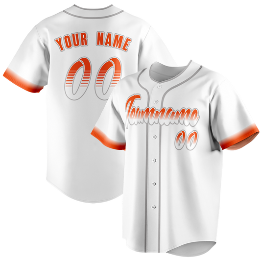 Custom White & Orange Colors Design Sports Baseball Jersey