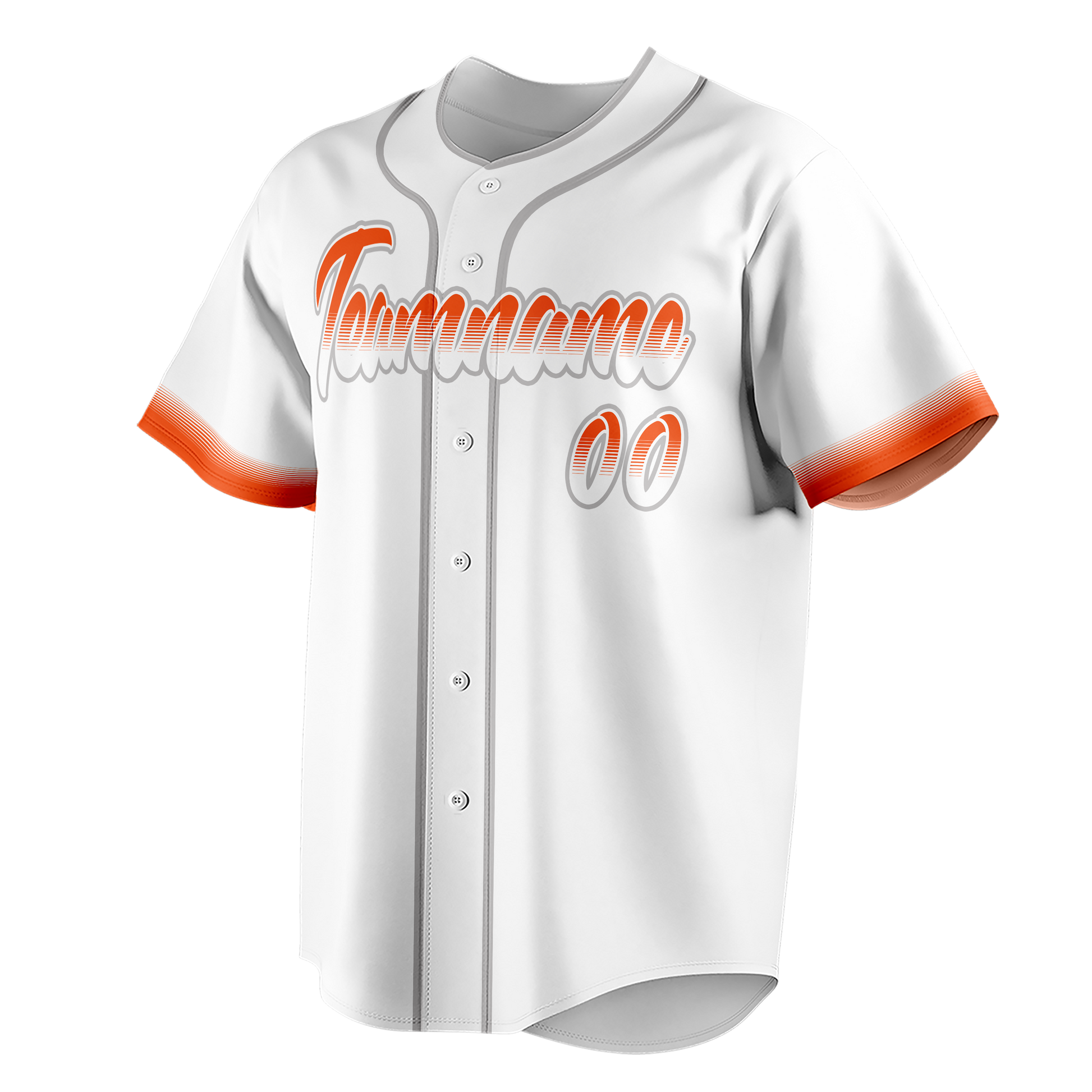 Custom White & Orange Colors Design Sports Baseball Jersey