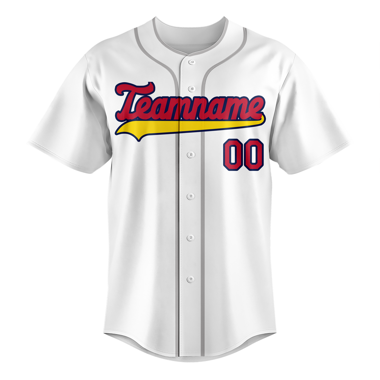 Custom White & Red Colors Design Sports Baseball Jersey