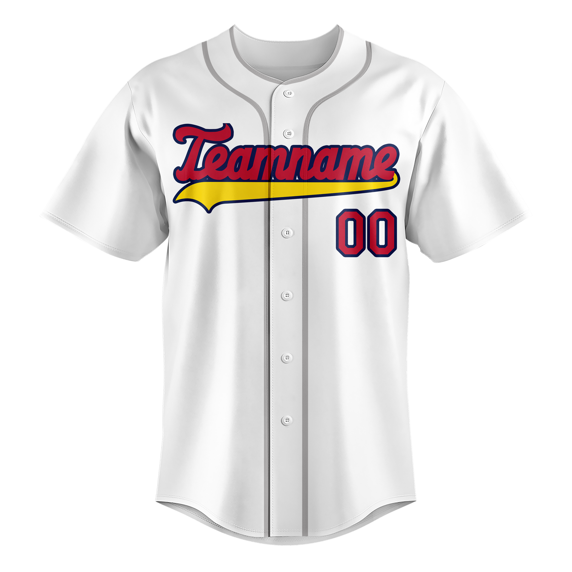 Custom White & Red Colors Design Sports Baseball Jersey