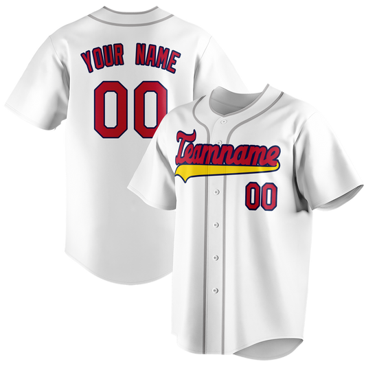 Custom White & Red Colors Design Sports Baseball Jersey