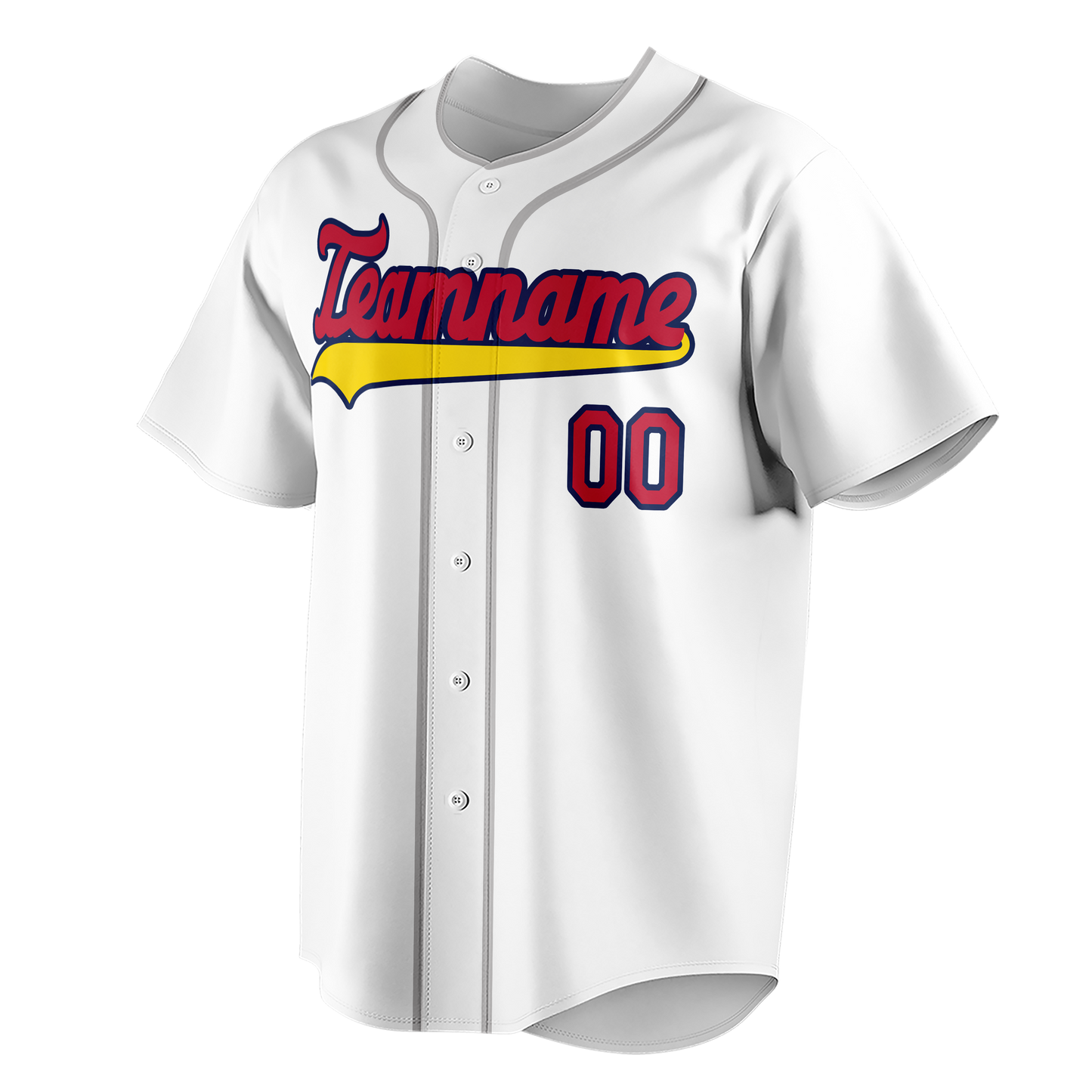 Custom White & Red Colors Design Sports Baseball Jersey