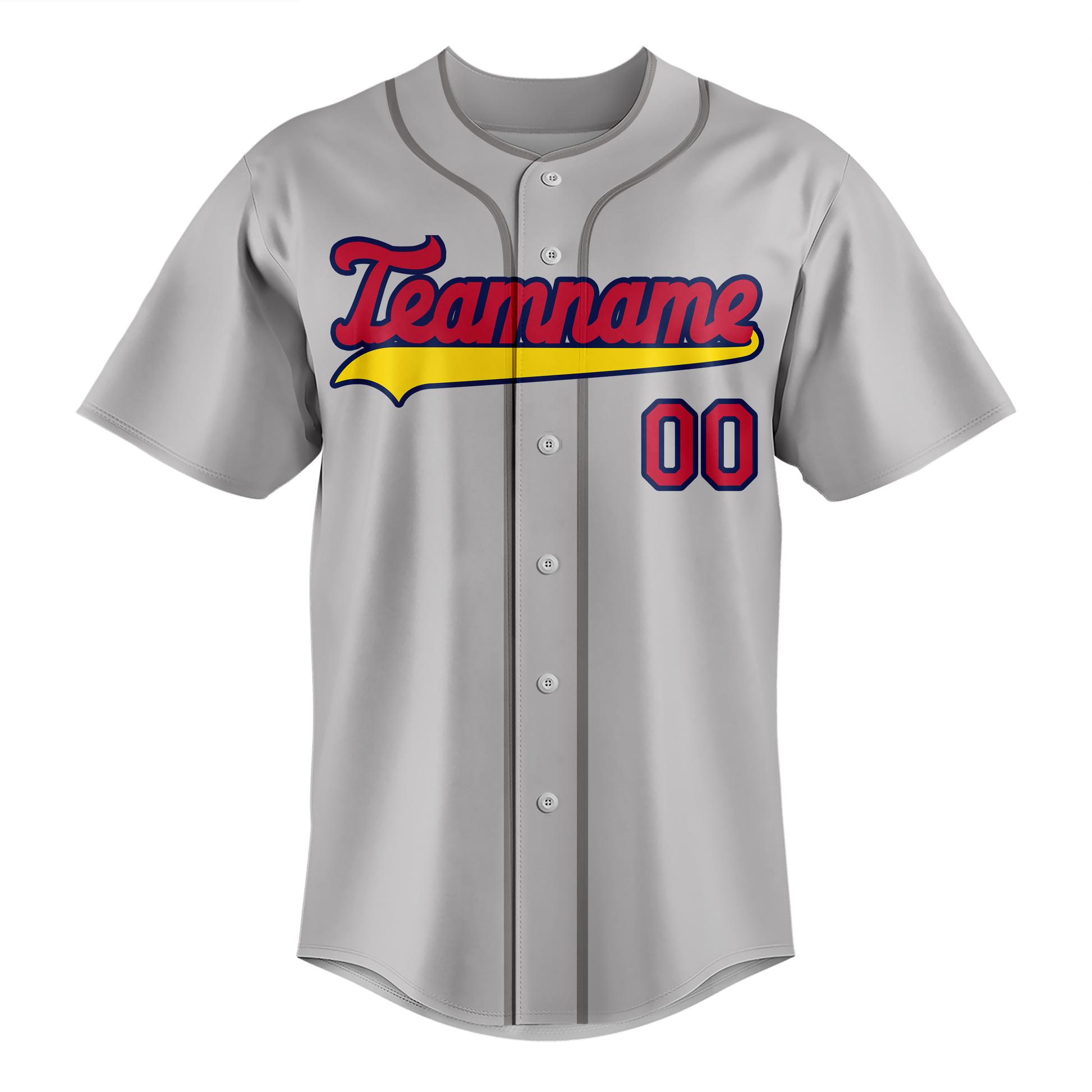 Custom Gray & Red Colors Design Sports Baseball Jersey