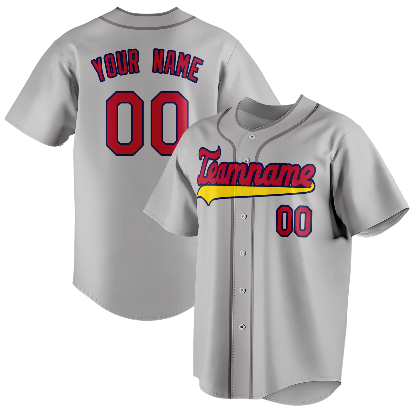 Custom Gray & Red Colors Design Sports Baseball Jersey