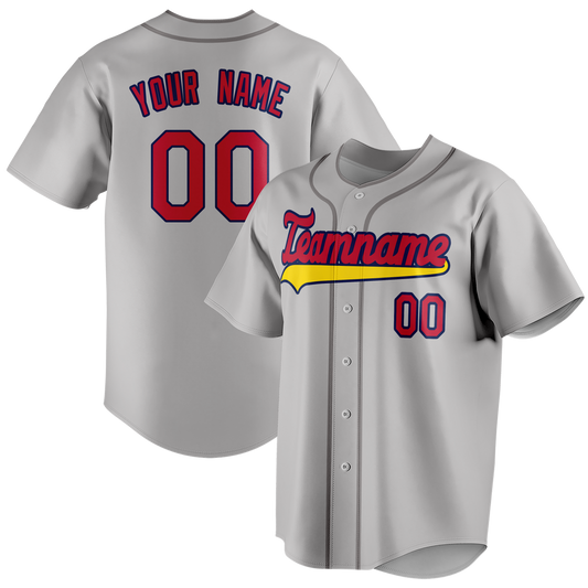 Custom Gray & Red Colors Design Sports Baseball Jersey