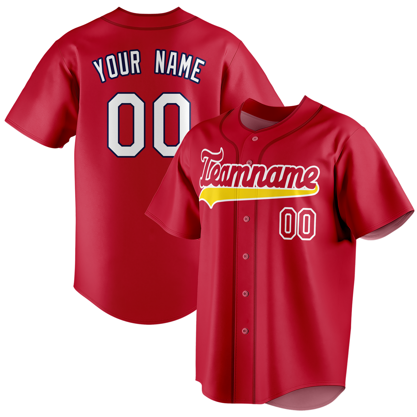 Custom Red & White Colors Design Sports Baseball Jersey