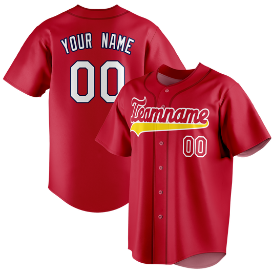 Custom Red & White Colors Design Sports Baseball Jersey