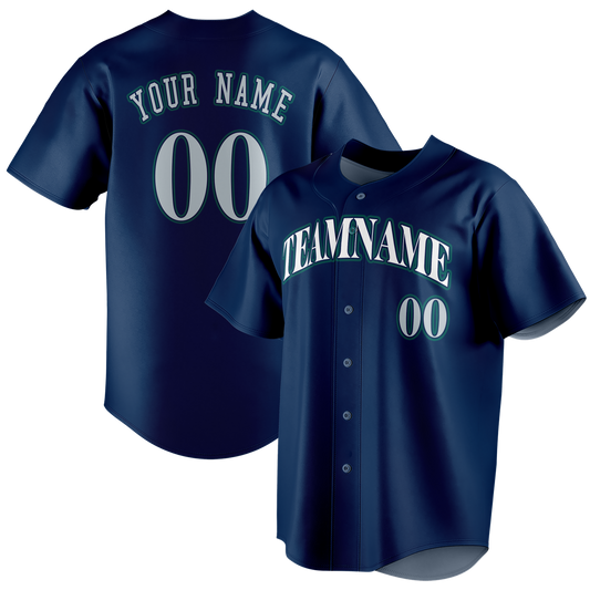 Custom Navy Blue & White Colors Design Sports Baseball Jersey