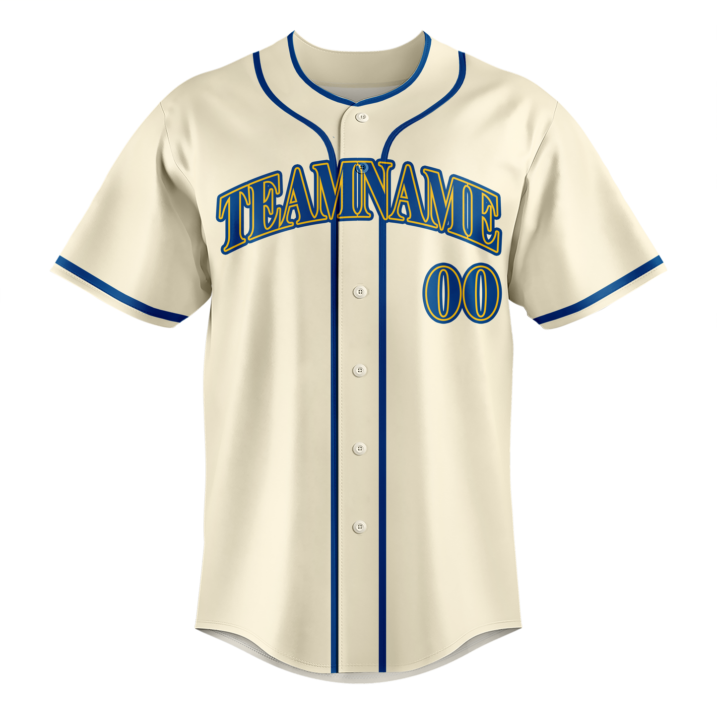 Custom Cream & Royal Blue Colors Design Sports Baseball Jersey