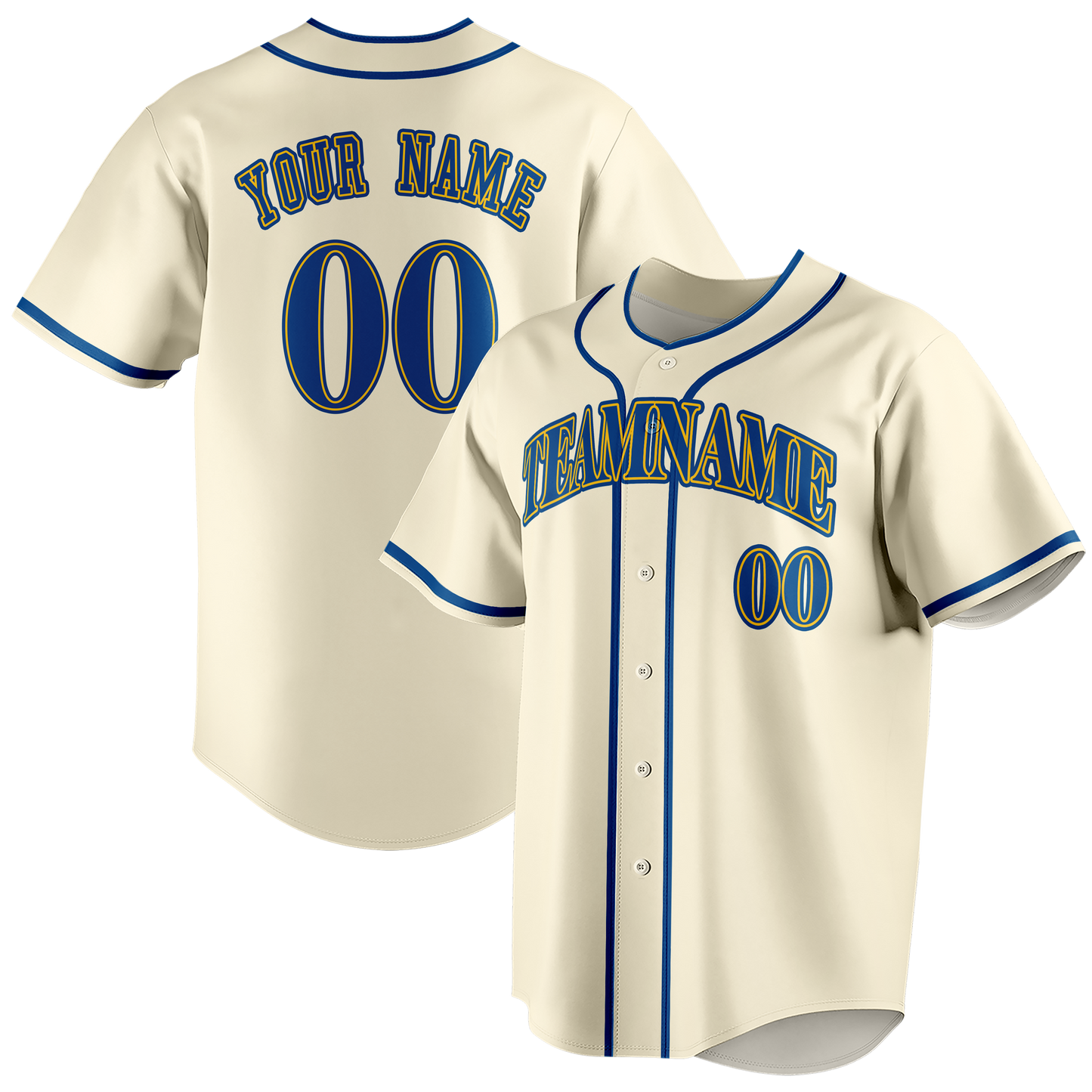 Custom Cream & Royal Blue Colors Design Sports Baseball Jersey