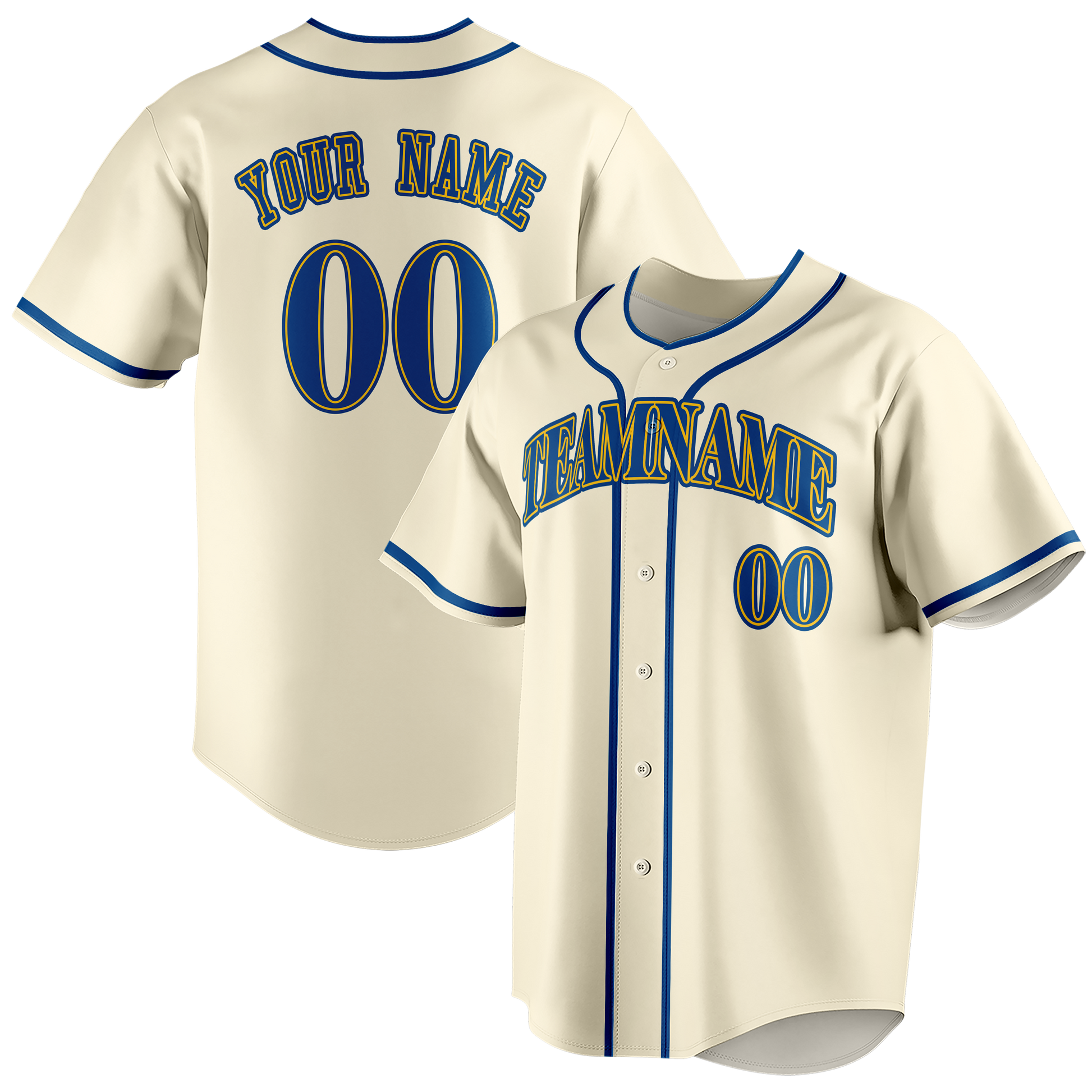 Custom Cream & Royal Blue Colors Design Sports Baseball Jersey