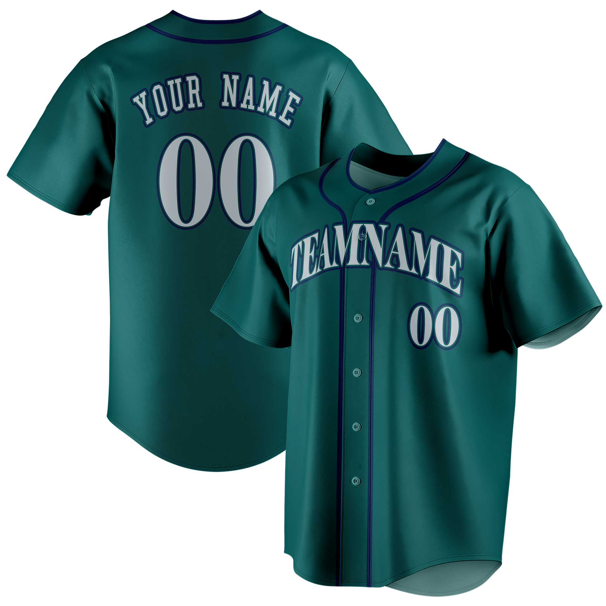 Custom Dark Aqua & Navy Blue Colors Design Sports Baseball Jersey