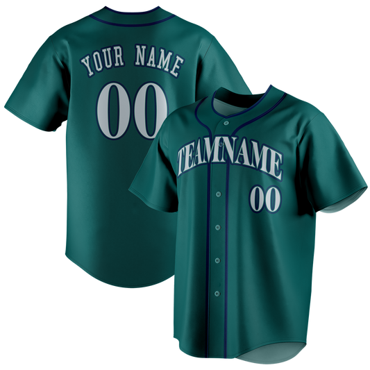 Custom Dark Aqua & Navy Blue Colors Design Sports Baseball Jersey