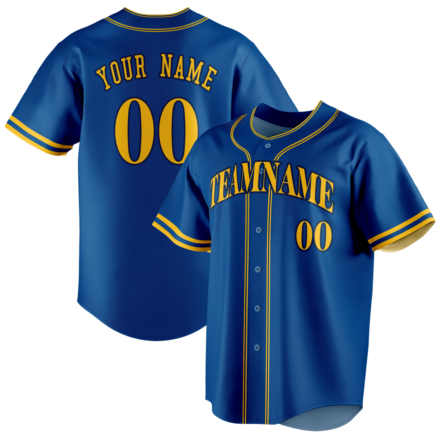 Custom Royal Blue & Gold Colors Design Sports Baseball Jersey