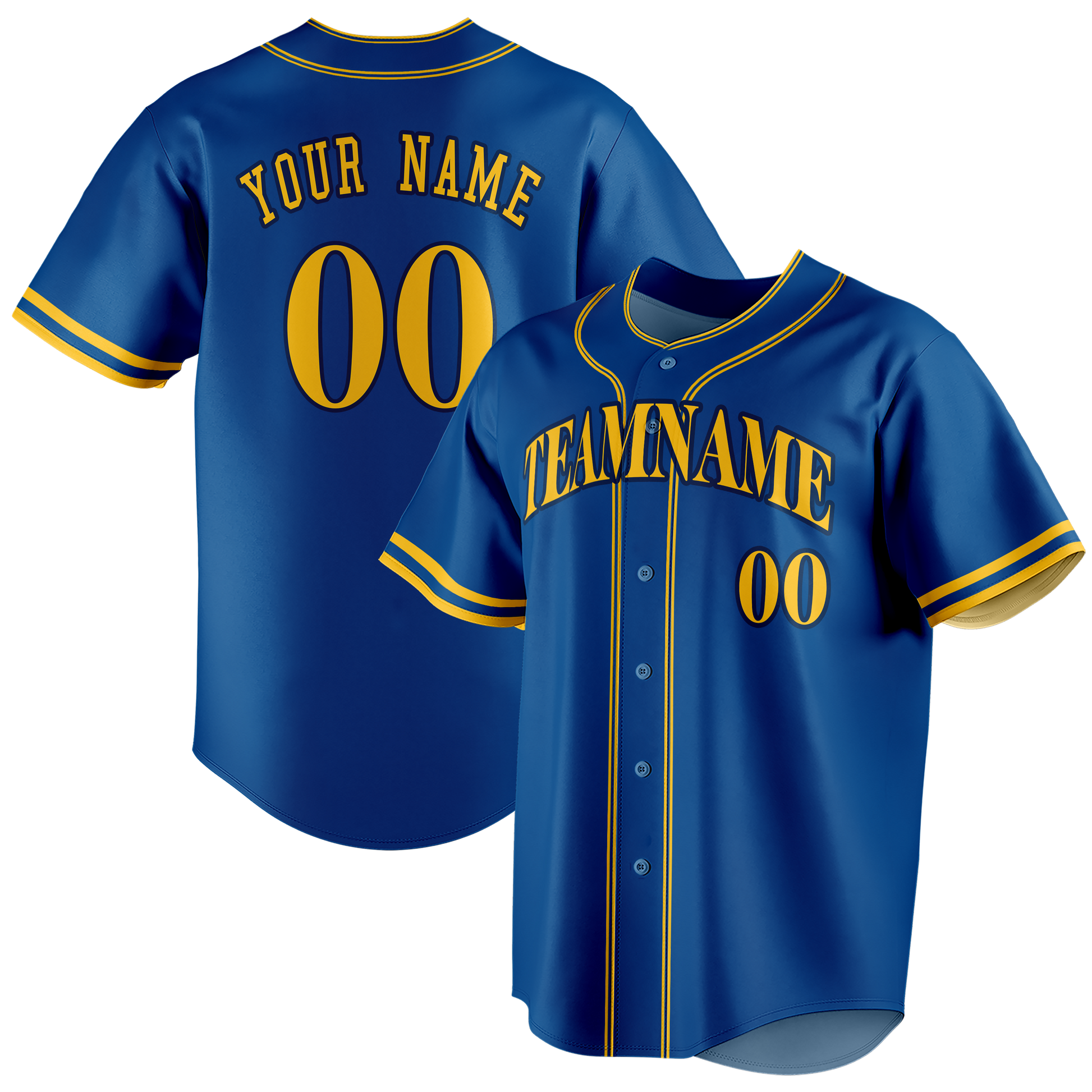 Custom Royal Blue & Gold Colors Design Sports Baseball Jersey