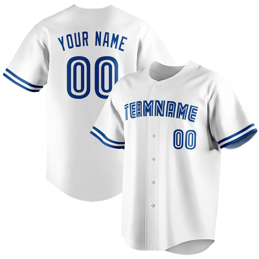 Custom White & Royal Blue Colors Design Sports Baseball Jersey