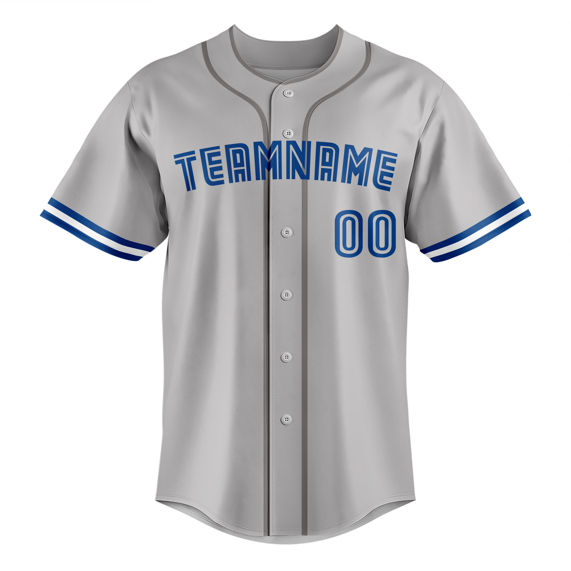 Custom Gray & Royal Blue Colors Design Sports Baseball Jersey